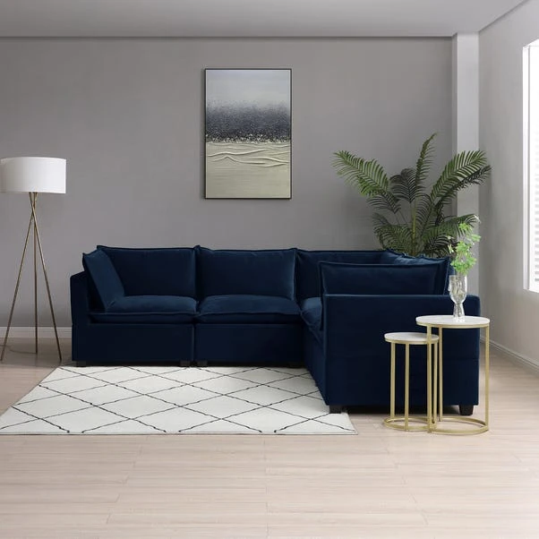 Moda Corner Modular Sofa, Navy Velvet 2 Moda Corner Modular Sofa, Navy Velvet - Image 2